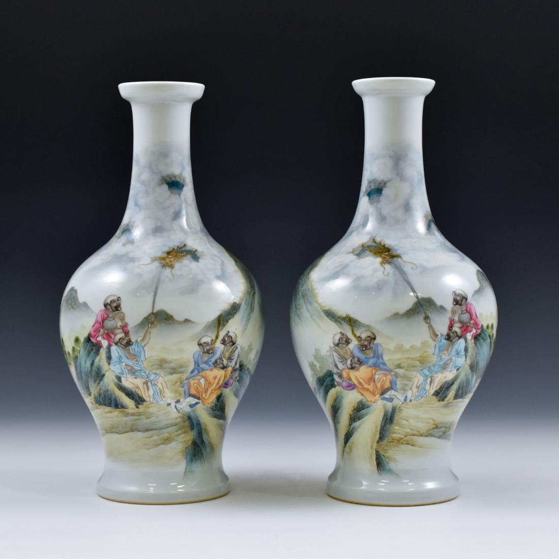 PAIR OF WILLOW LEAF PORCELAIN VASES (1 of 13)