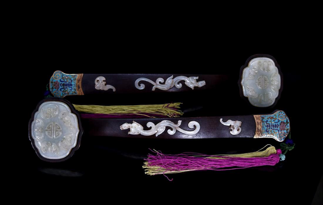 PAIR OF CELADON JADE ZITAN RUYI SCEPTERS (1 of 10)