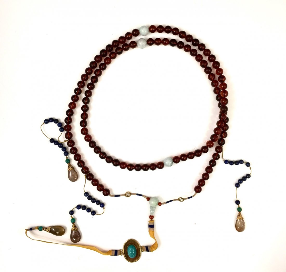 CHINESE AMBER COURT NECKLACE CHAOZHU BEADS (1 of 6)