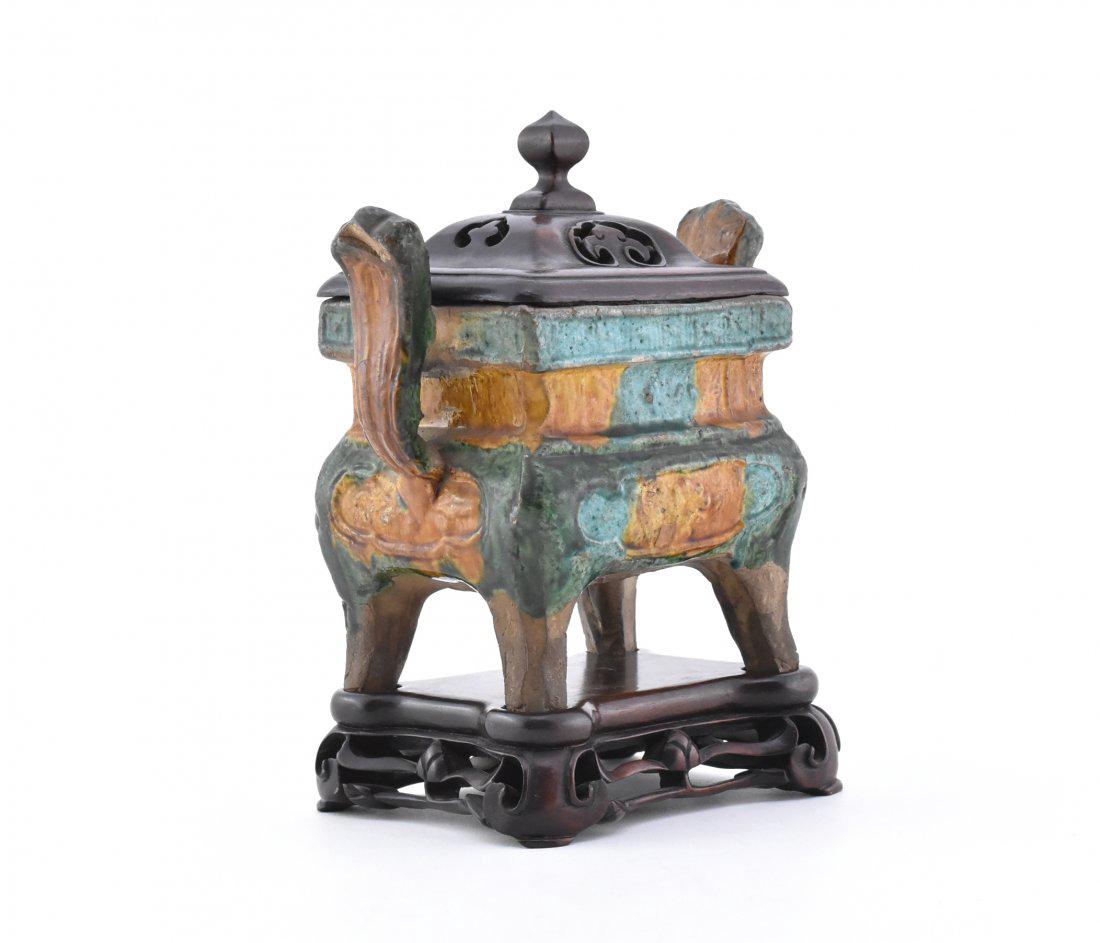 RARE SANCAI COVERED CENSER ON STAND (1 of 10)