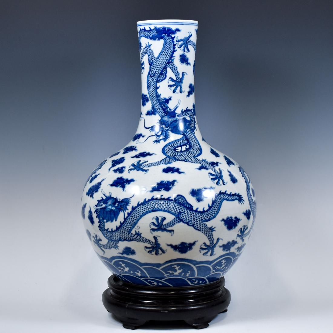 BLUE & WHITE DRAGON CELESTIAL VASE ON STAND (1 of 9)