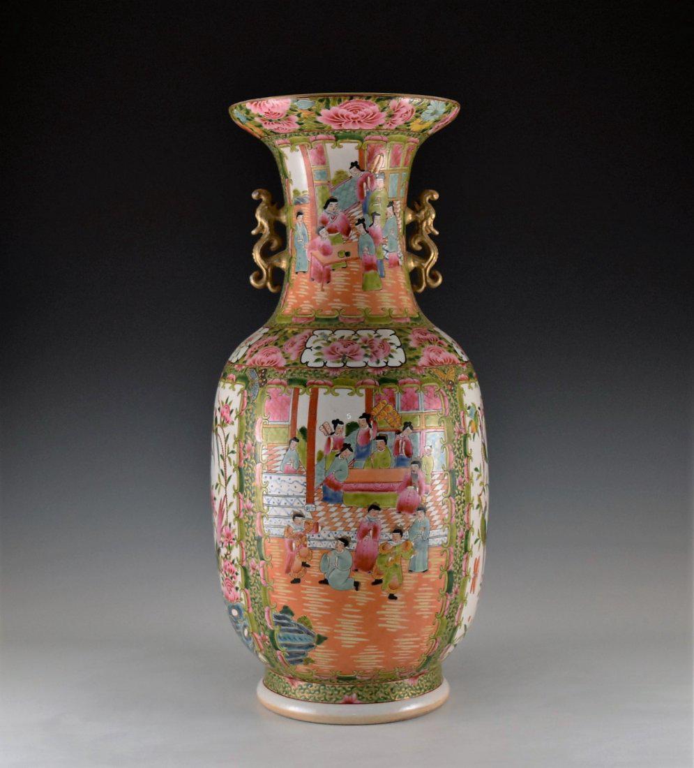 GILT FAMILLE ROSE CANTON FLOOR VASE (1 of 10)