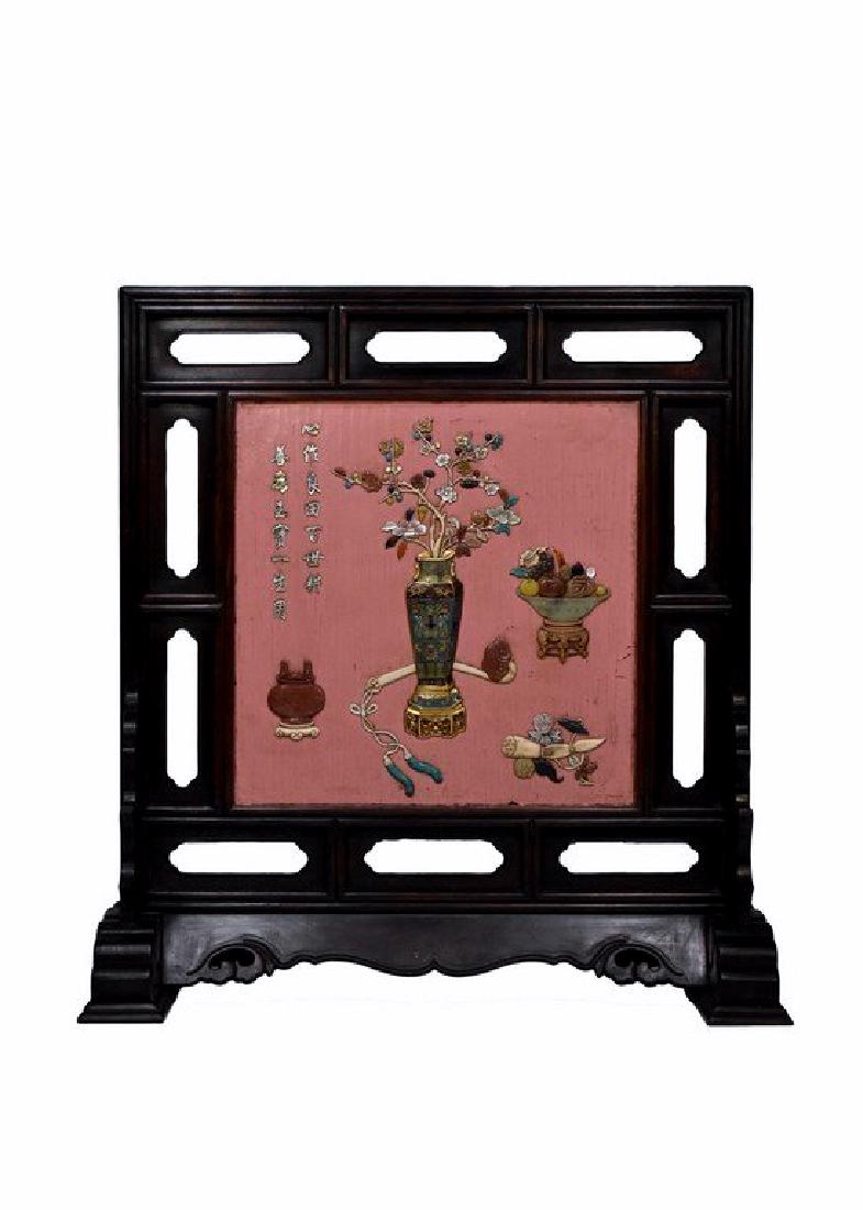 A SEMI PRECIOUS STONES INLAID AND PINK LACQUER (1 of 10)