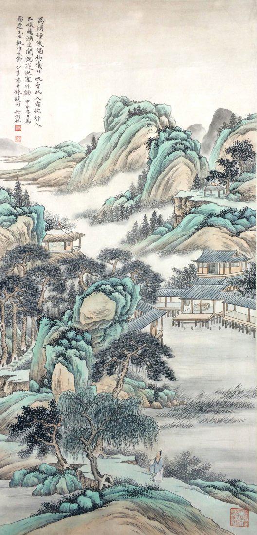 A CHINESE WATERCOLOR SCROLL PAINTING (1 of 7)