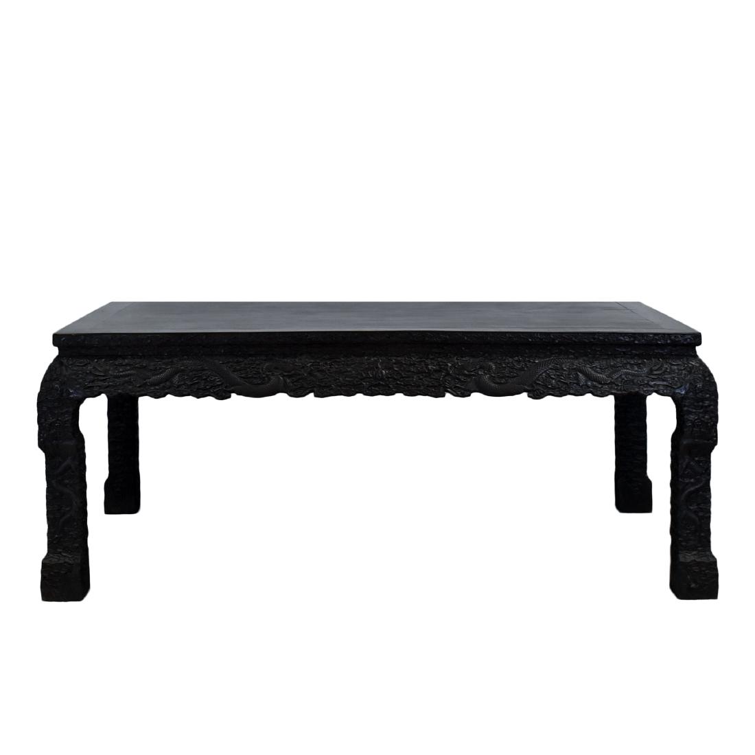 19TH C LARGE CHINESE ZITAN CARVED PAINTING TABLE (1 of 10)