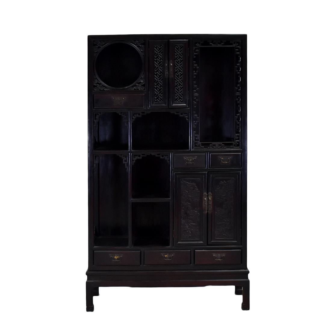 20TH C CHINESE HARDWOOD GALLERY CABINET (1 of 10)