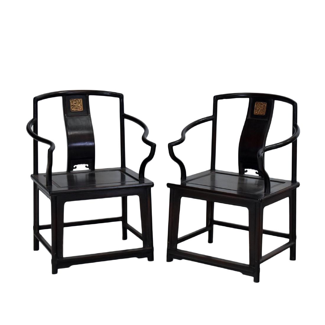 19TH C PAIR OF ZITAN SOUTHERN OFFICIAL'S HAT CHAIRS (1 of 10)