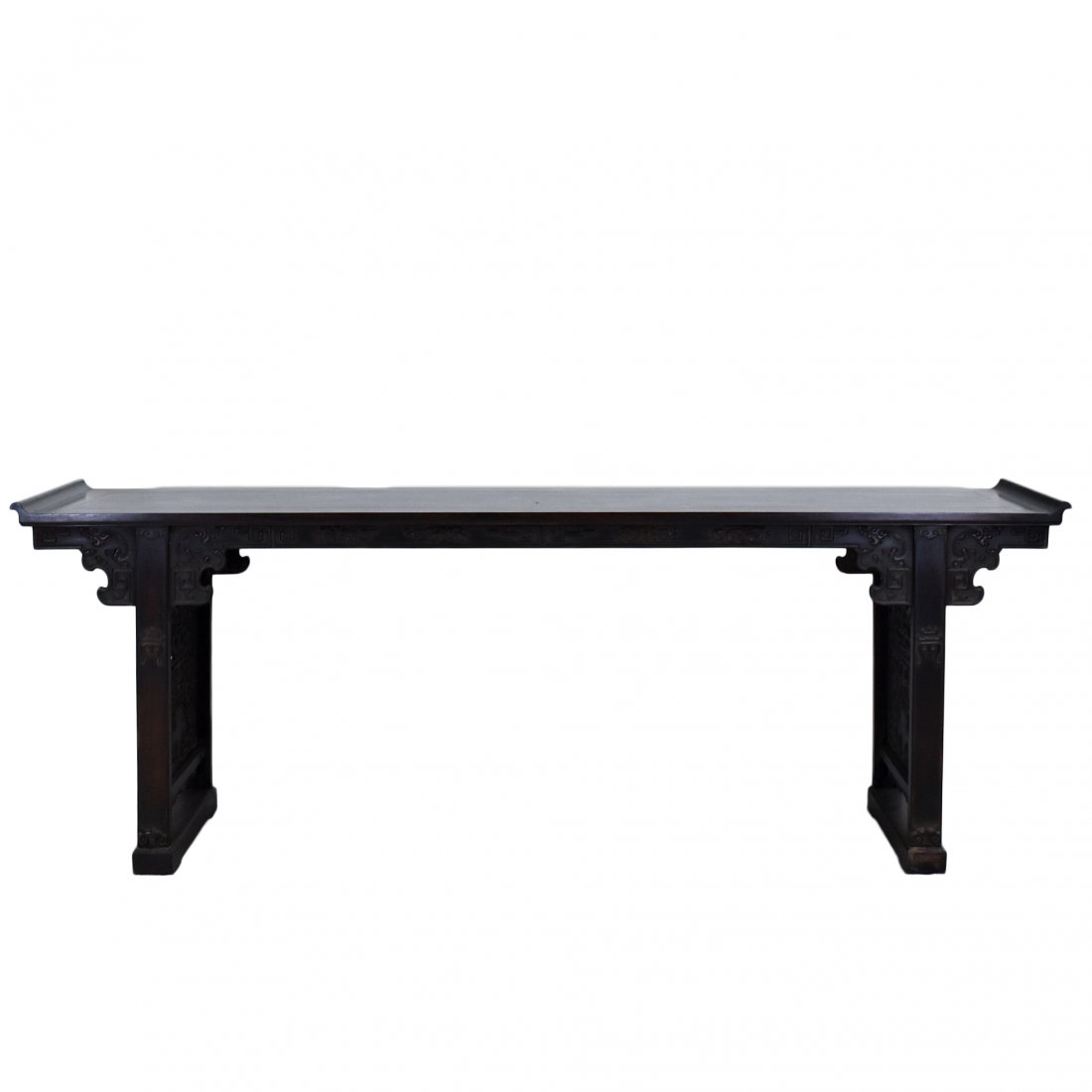 19TH C DRAGON MOTIF EVERTED RIM ZITAN ALTAR TABLE (1 of 10)