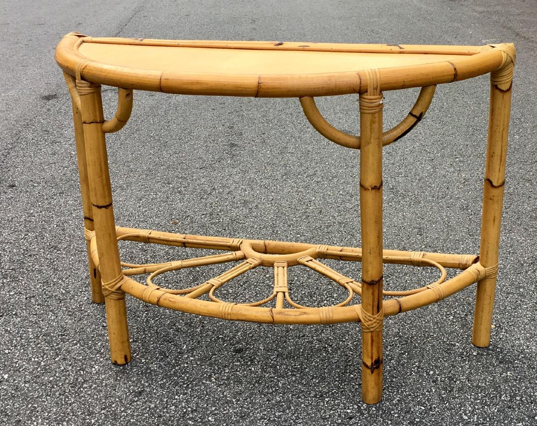 VINTAGE RATTAN DEMILUNE CONSOLE (1 of 2)