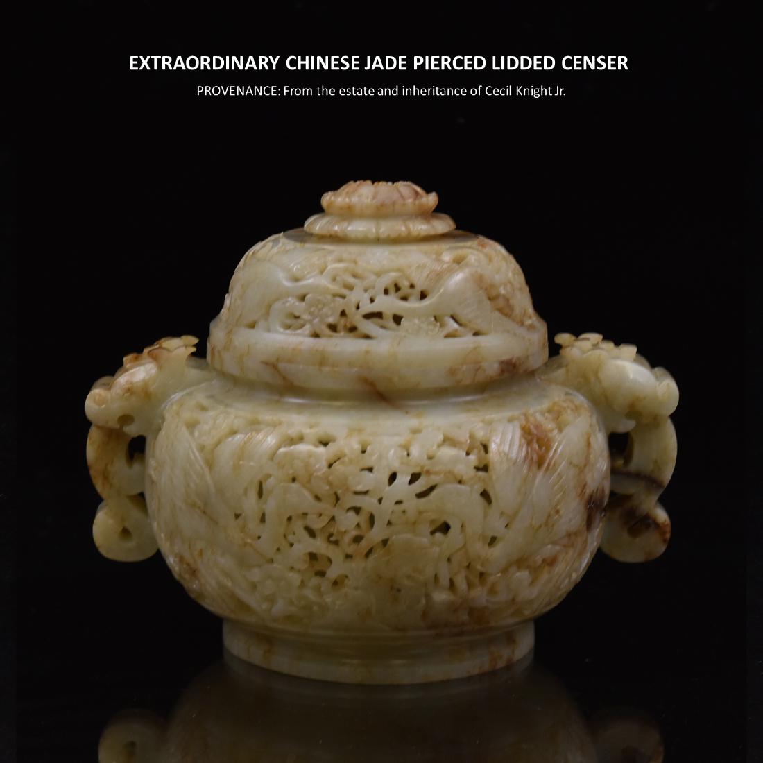 EXTRAORDINARY CHINESE JADE PIERCED LIDDED CENSER (1 of 10)