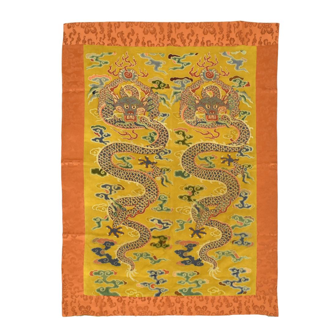 QING DAZI SILK TWIN DRAGONS TAPESTRY (1 of 8)