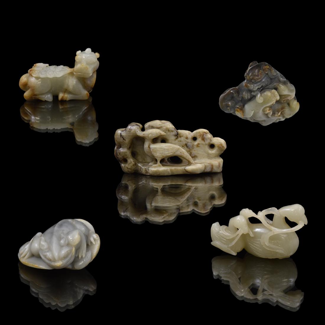 SET OF 5 PCS FINELY CARVED JADE EFFIGIES COLLECTION (1 of 15)