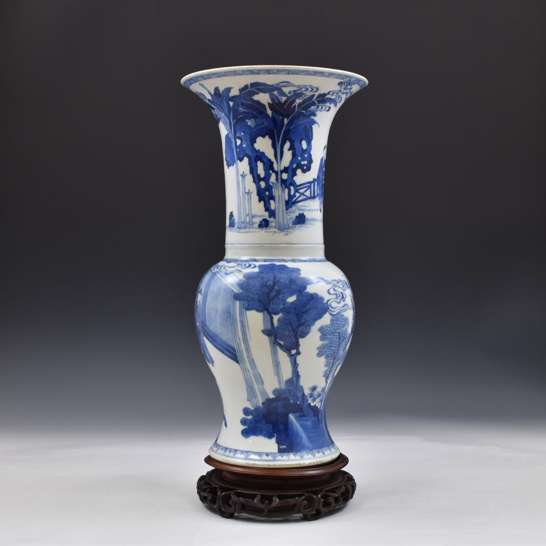 BLUE & WHITE GU VASE ON STAND (1 of 12)