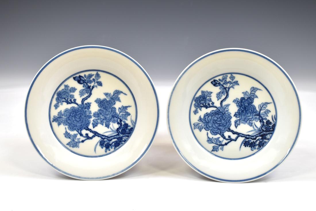 PAIR YONGZHENG BLUE AND WHITE PLATE (1 of 14)