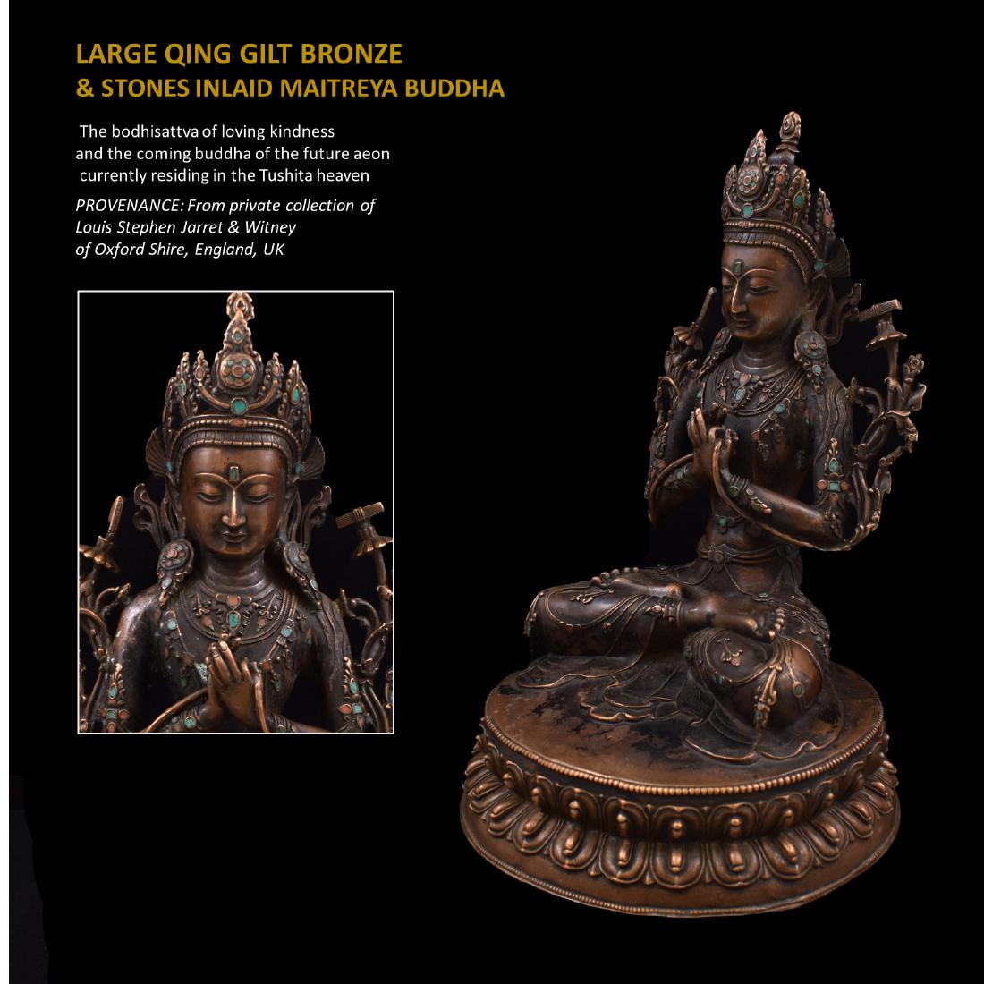 QING GILT BRONZE INLAID MAITREYA BUDDHA (1 of 13)