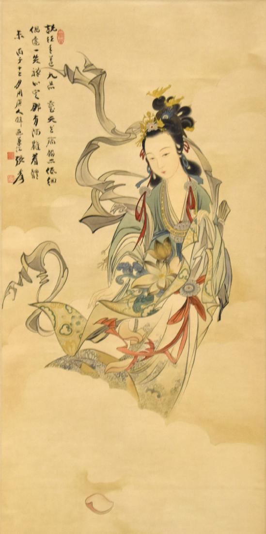 CHINESE SCROLL PAINTING OF A DAINTY GODDESS (1 of 12)