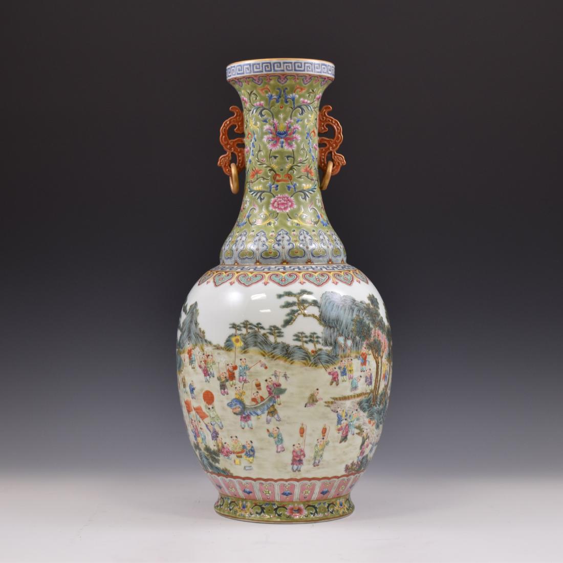 QIANLONG FAMILLE ROSE OPEN FACE VASE (1 of 17)