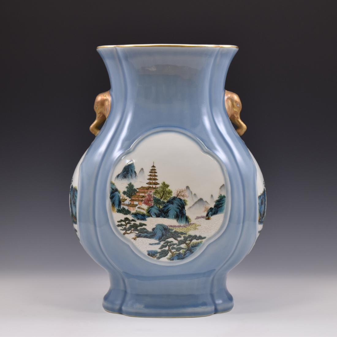 QIANLONG OPEN FACE LANDSCAPE PAINTING PORCELAIN VASE (1 of 15)