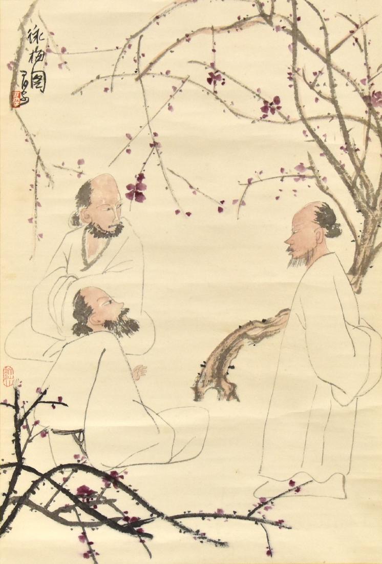 FINE PAINTING OF SCHOLARS AMONGST CHERRY BLOSSOM (1 of 10)