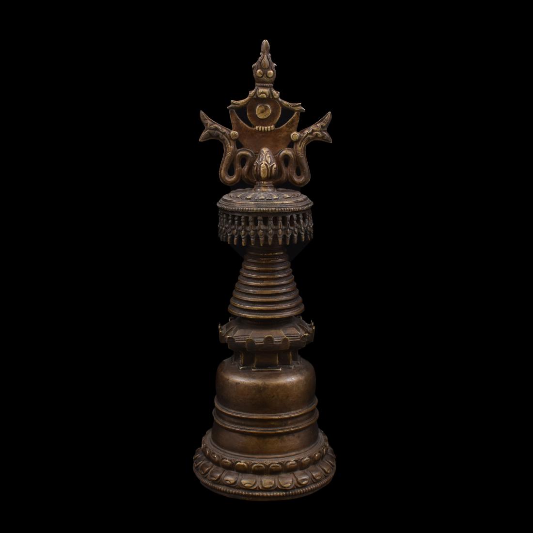 QING GILT BRONZE SPHERICAL BUDDHA KADAM STUPA (1 of 12)