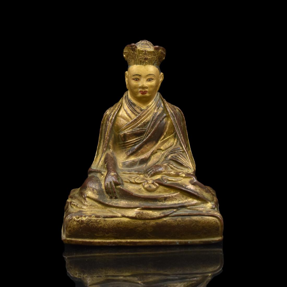 QING GILT BRONZE BUDDHA FIGURE OF LAMA (1 of 12)