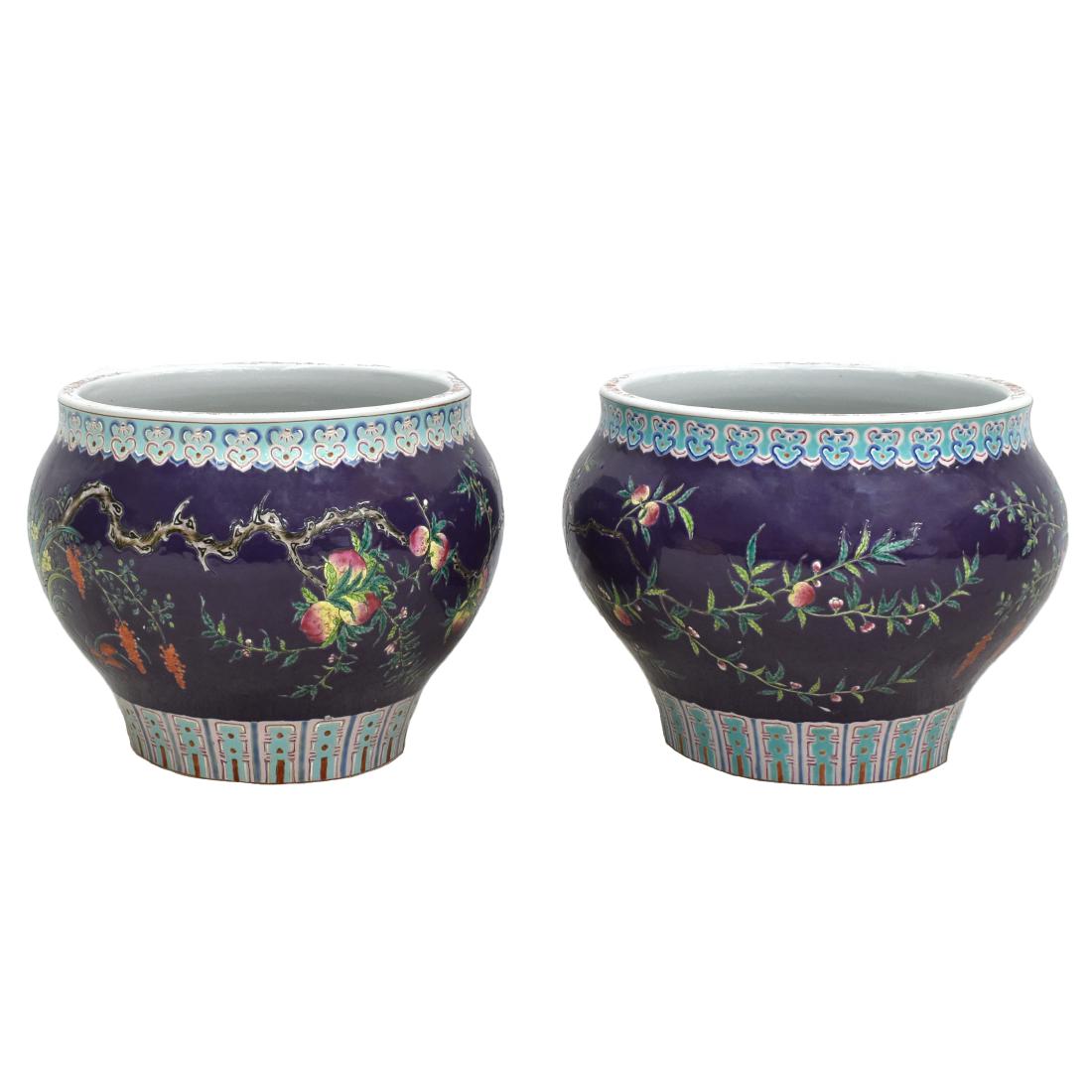 PAIR OF LARGE PURPLE DAYAZHAI PLANT POTS (1 of 17)