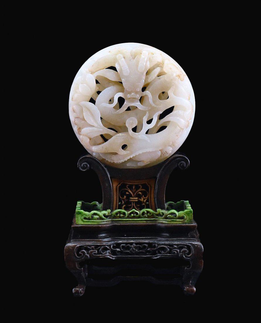 DRAGON JADE MEDALLION TABLE SCREEN (1 of 9)
