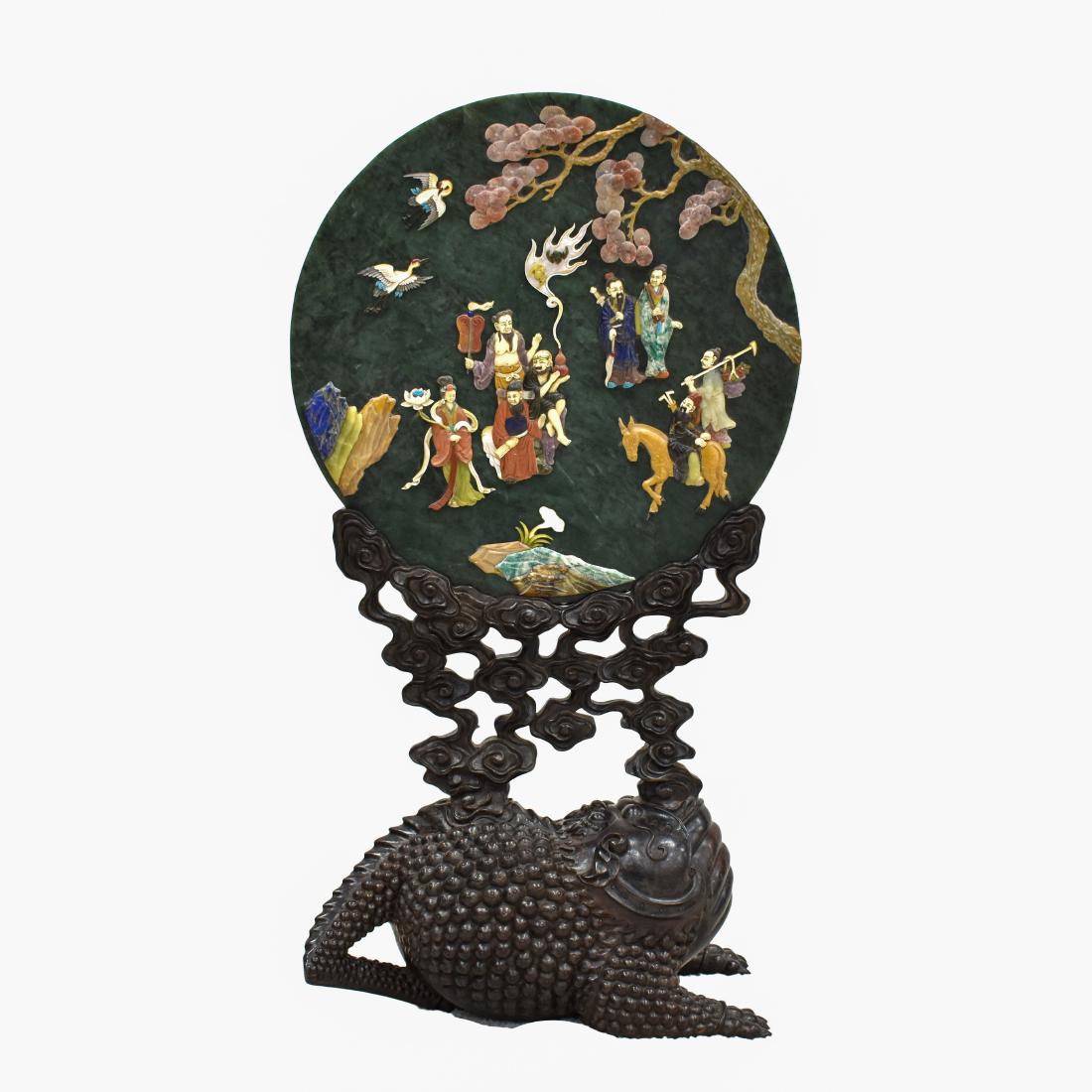 GREEN JADE INLAID TABLE SCREEN (1 of 14)