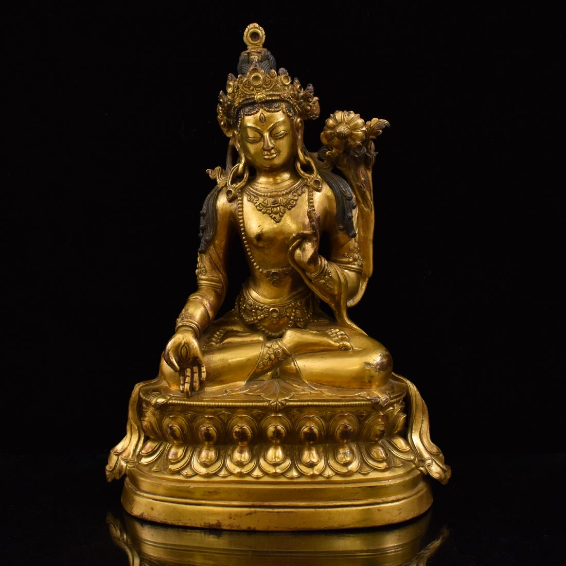 GILT BRONZE BUDDHA FIGURE OF MANJUSHRI SITA (1 of 12)