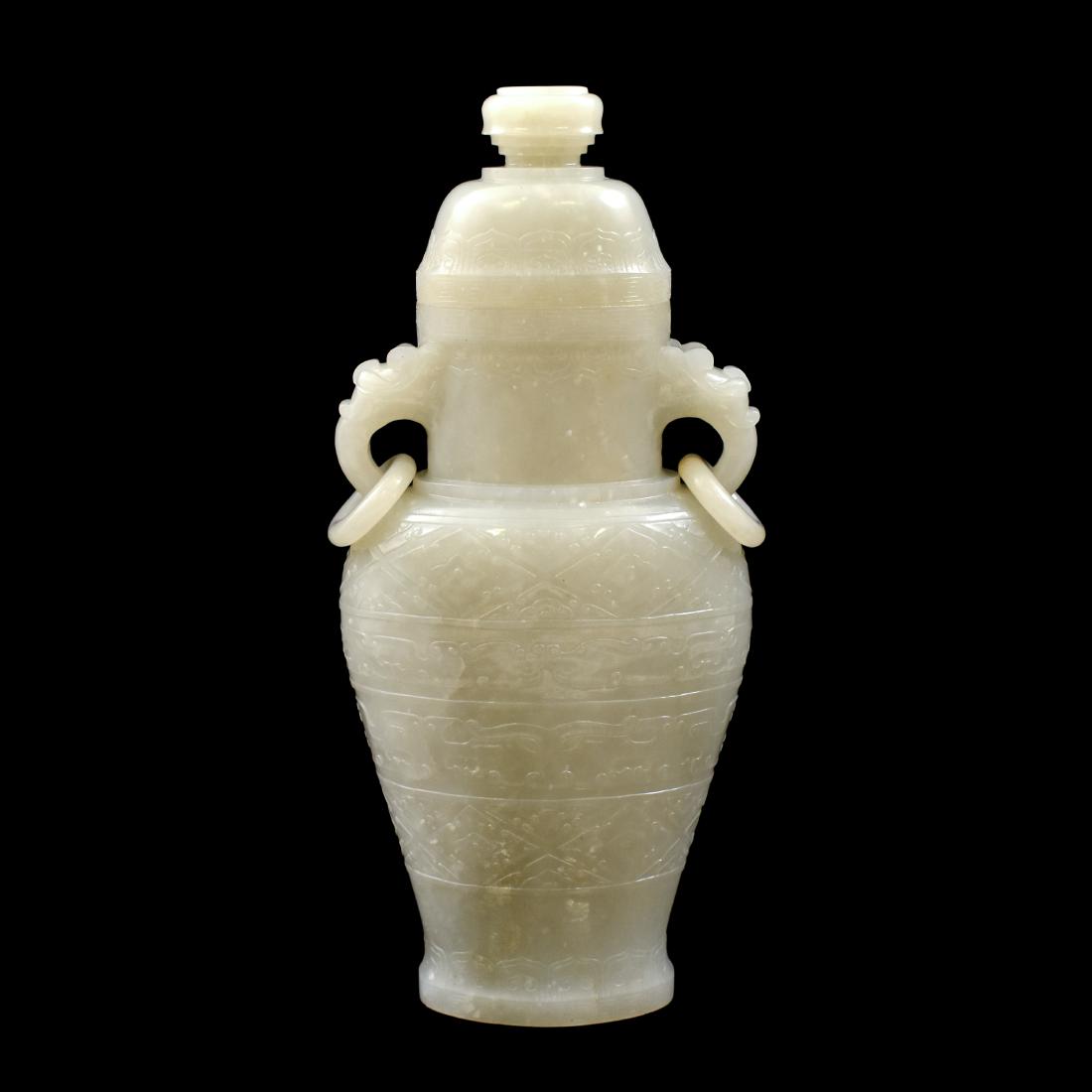 GEOMETRICAL RIBBONED JADE LIDDED VASE (1 of 8)