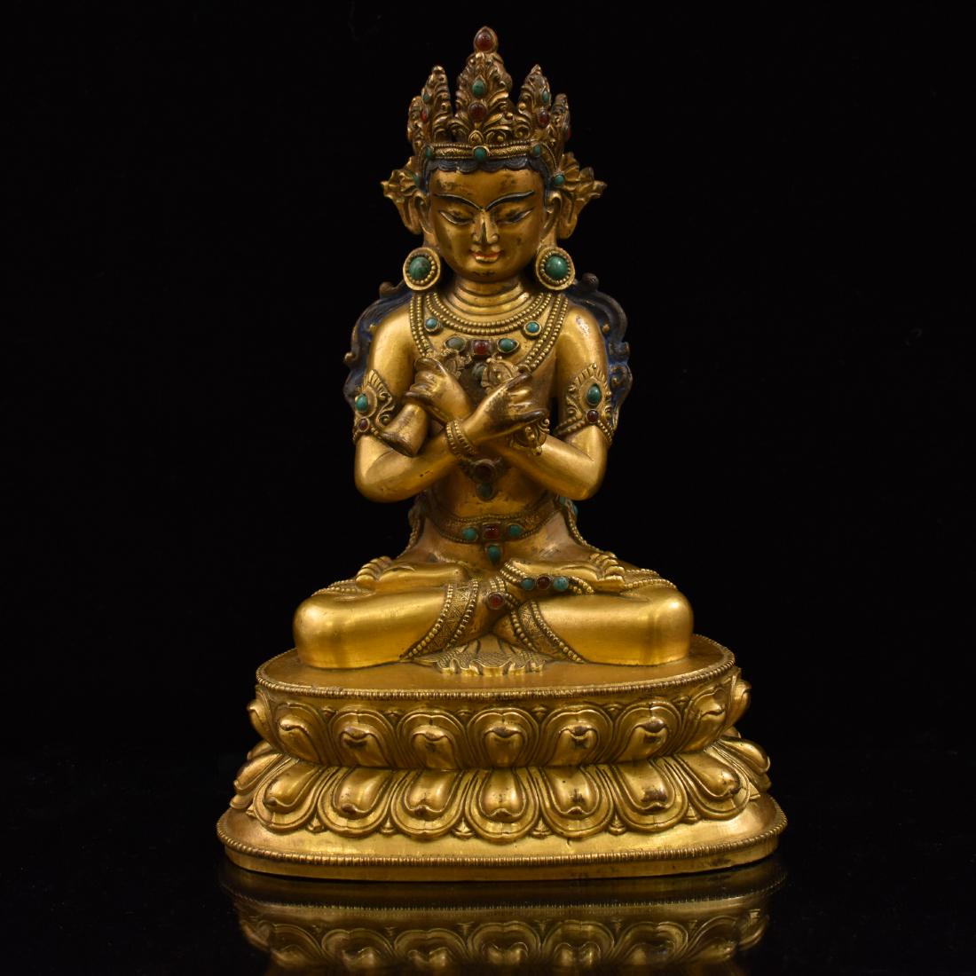 MING DYNASTY GILT BRONZE INLAID VAJRADHARA (1 of 14)
