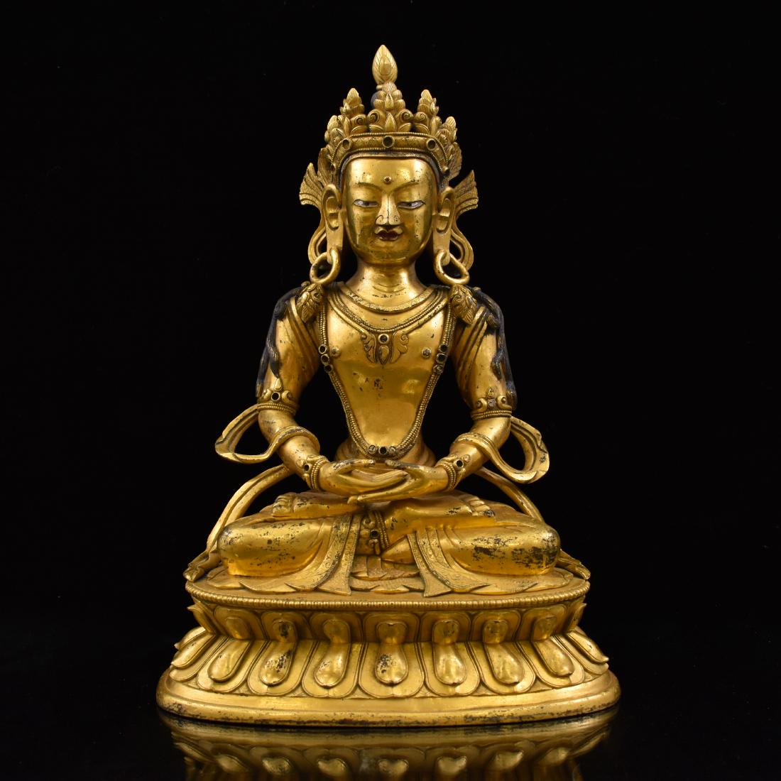 QING GILT BRONZE SEATED AMITAYUS BUDDHA (1 of 14)