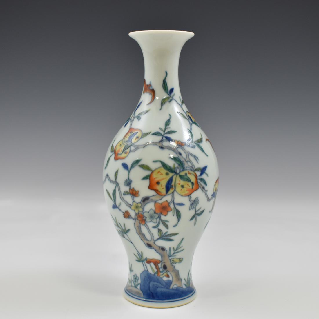 YONGZHENG DOUCAI FU BATS & PEACH WILLOW VASE (1 of 15)