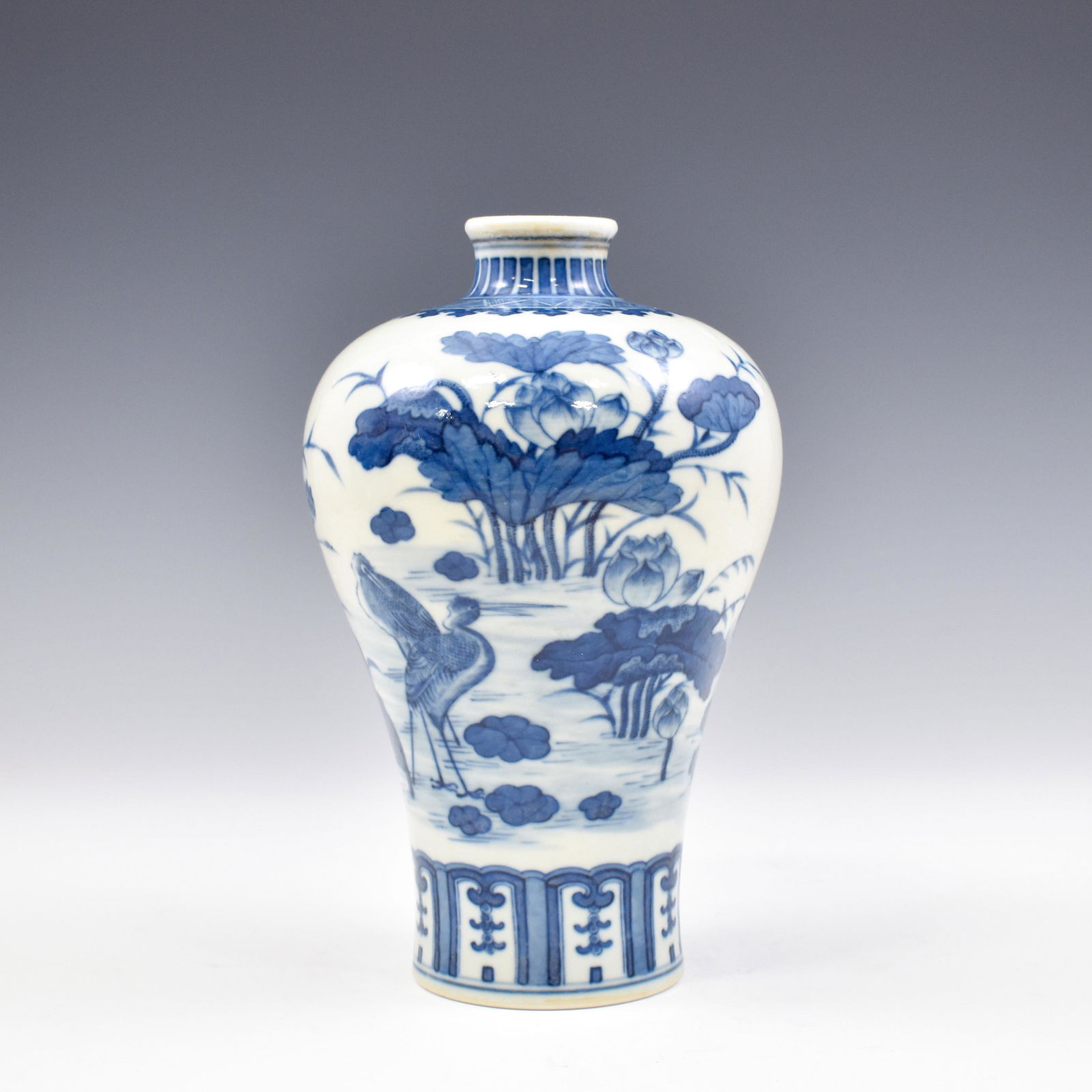 QIANLONG GUANGXU BLUE & WHITE LOTUS MEIPING VASE (1 of 12)