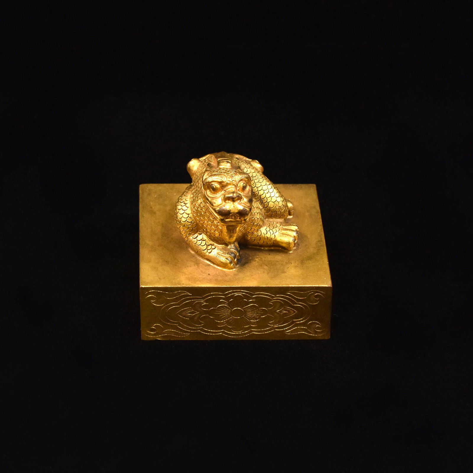 QING GILT BRONZE QILIN SEAL (1 of 7)