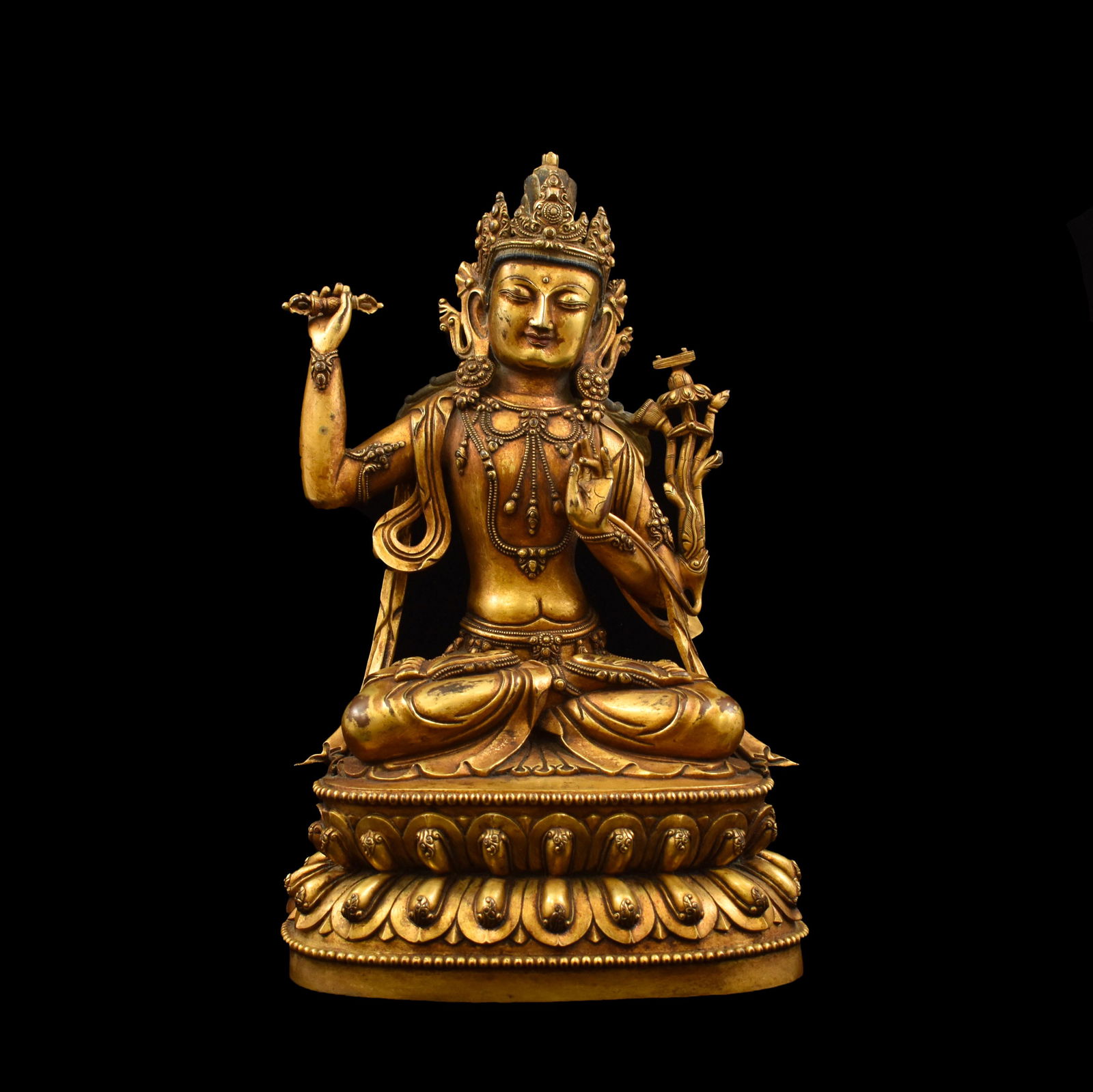 YONGLE GILT BRONZE ARAPACHANA MANJUSHRI (1 of 12)