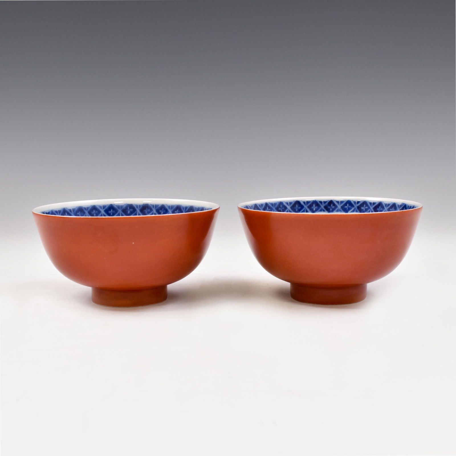 PAIR YONGZHENG RED MONOCHROME BOWLS (1 of 10)