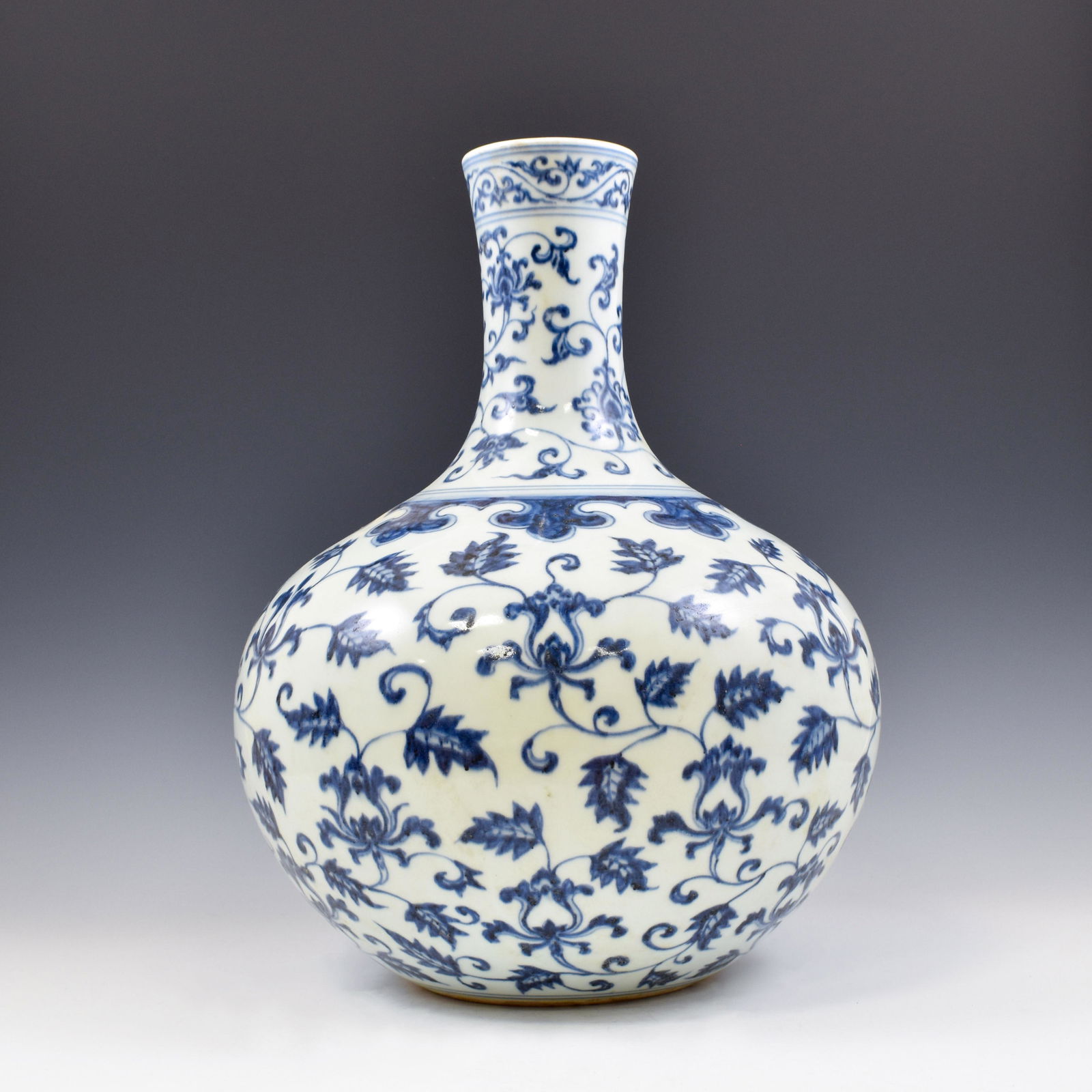 MING YONGLE BLUE & WHITE WRAPPED FLORAL REWARD VASE (1 of 9)