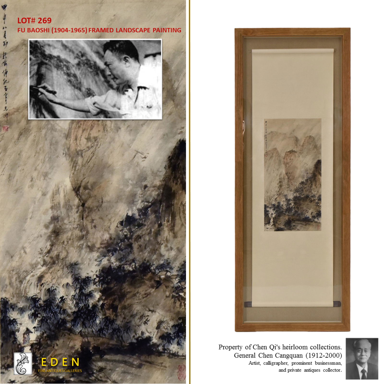 FU BAOSHI, FRAMED LANDSCAPE PAINTING (1 of 15)