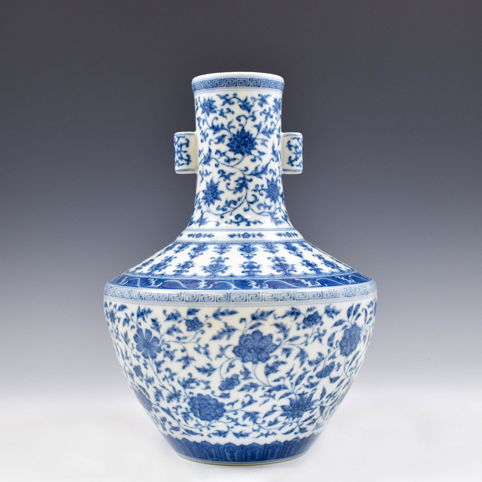 QIANLONG BLUE AND WHITE AMPHORA VASE (1 of 12)