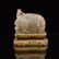 CARVED JADE BOYS AND ELEPHANT ON STAND