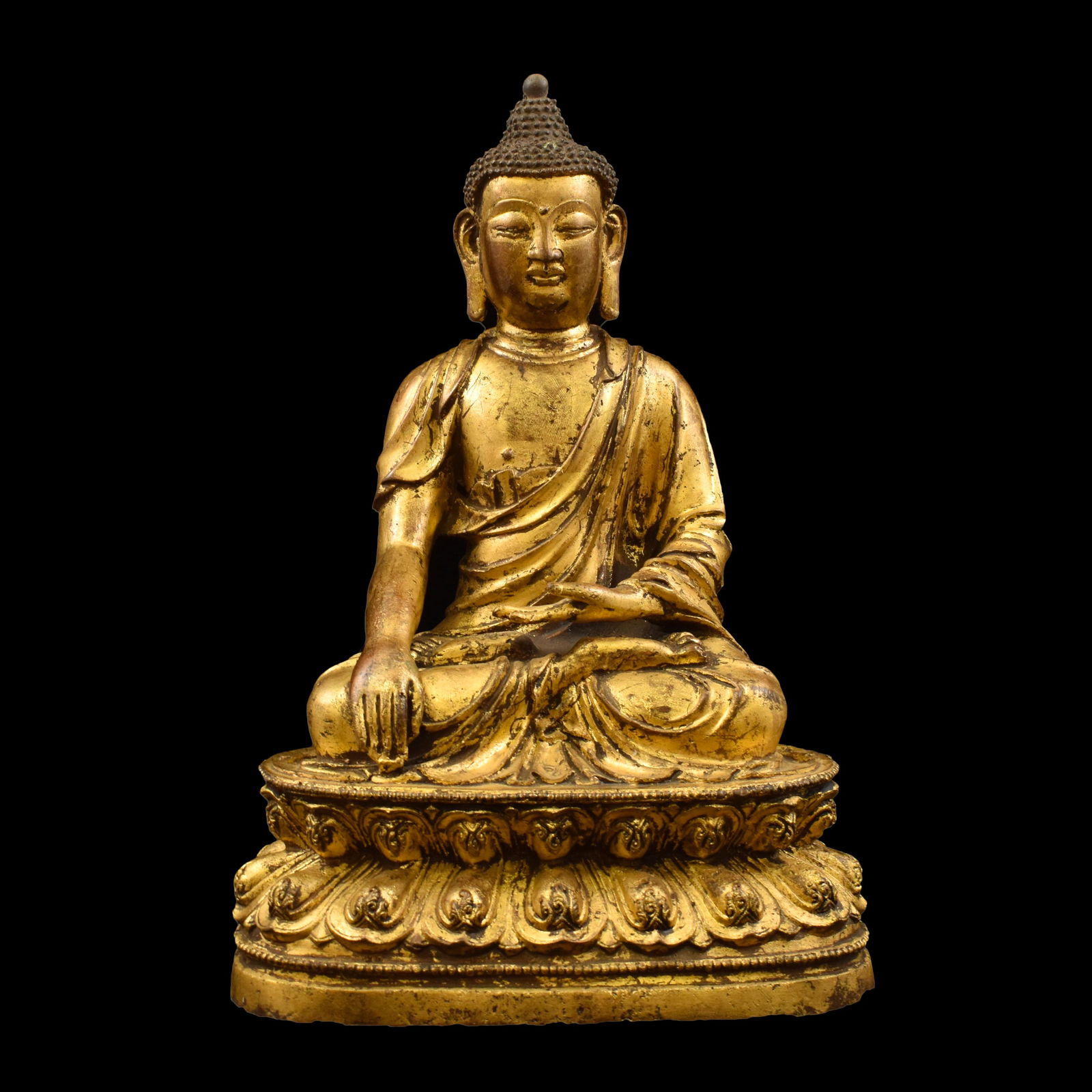 MING GILT BRONZE SEATTED SHAKYAMUNI BUDDHA (1 of 11)