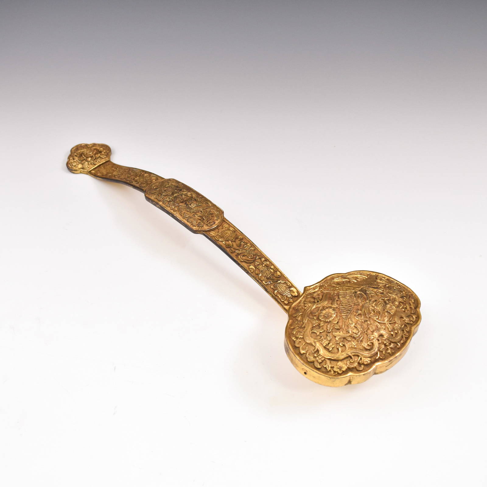 CHINESE QING DYNASTY GILT BRONZE RUYI SCEPTER