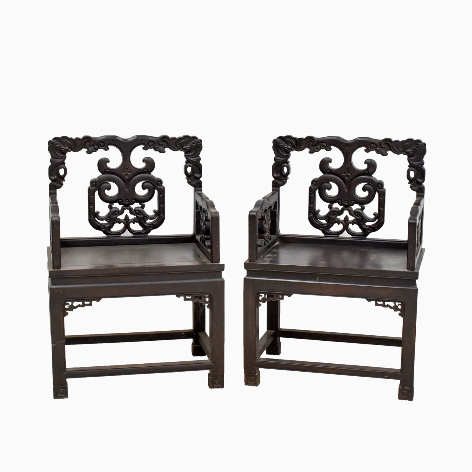 PAIR OF ZITAN ROSE CHAIRS WITH OPEN WORK BACK SPLAT (1 of 10)