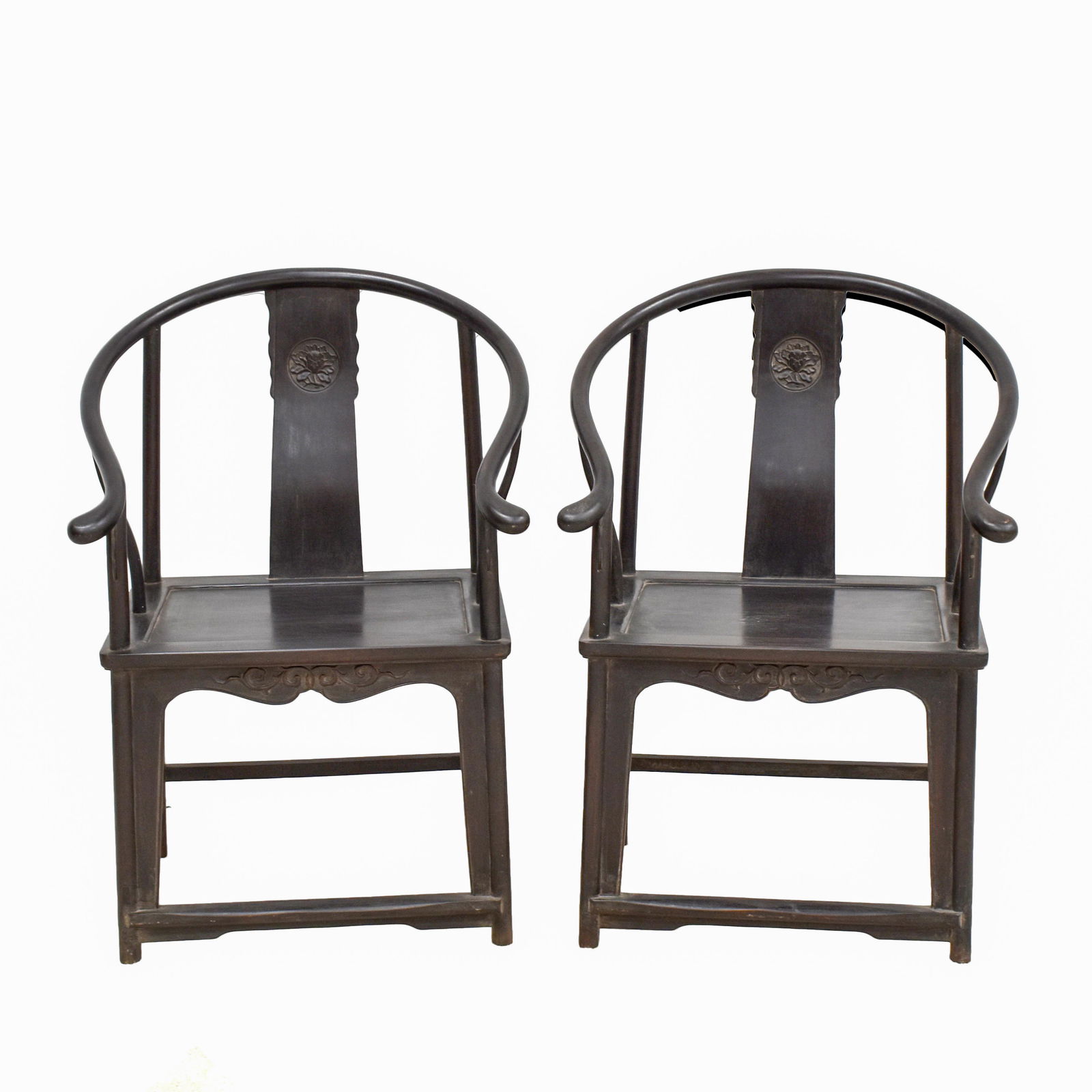 PAIR OF ZITAN HORSESHOE BACK ARM CHAIRS, QUANYI (1 of 9)