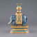 LAPIS LAZULI ELEPHANT EFIGY & GILT BRONZE CLOISONNE GU