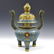 QING GILT BRONZE CLOISONNE COVERED TRIPOD CENSER