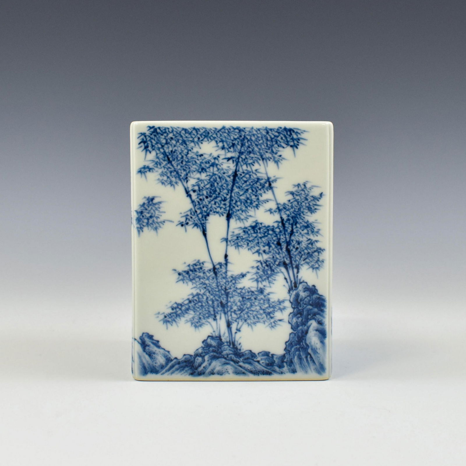 YONGZHENG BLUE & WHITE BAMBOO FOREST SQUARE BRUSH POT (1 of 7)