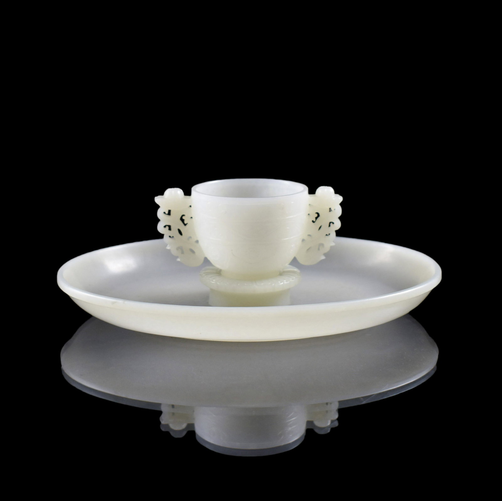 CHINESE WHITE JADE CUP AND SAUCER (1 of 8)
