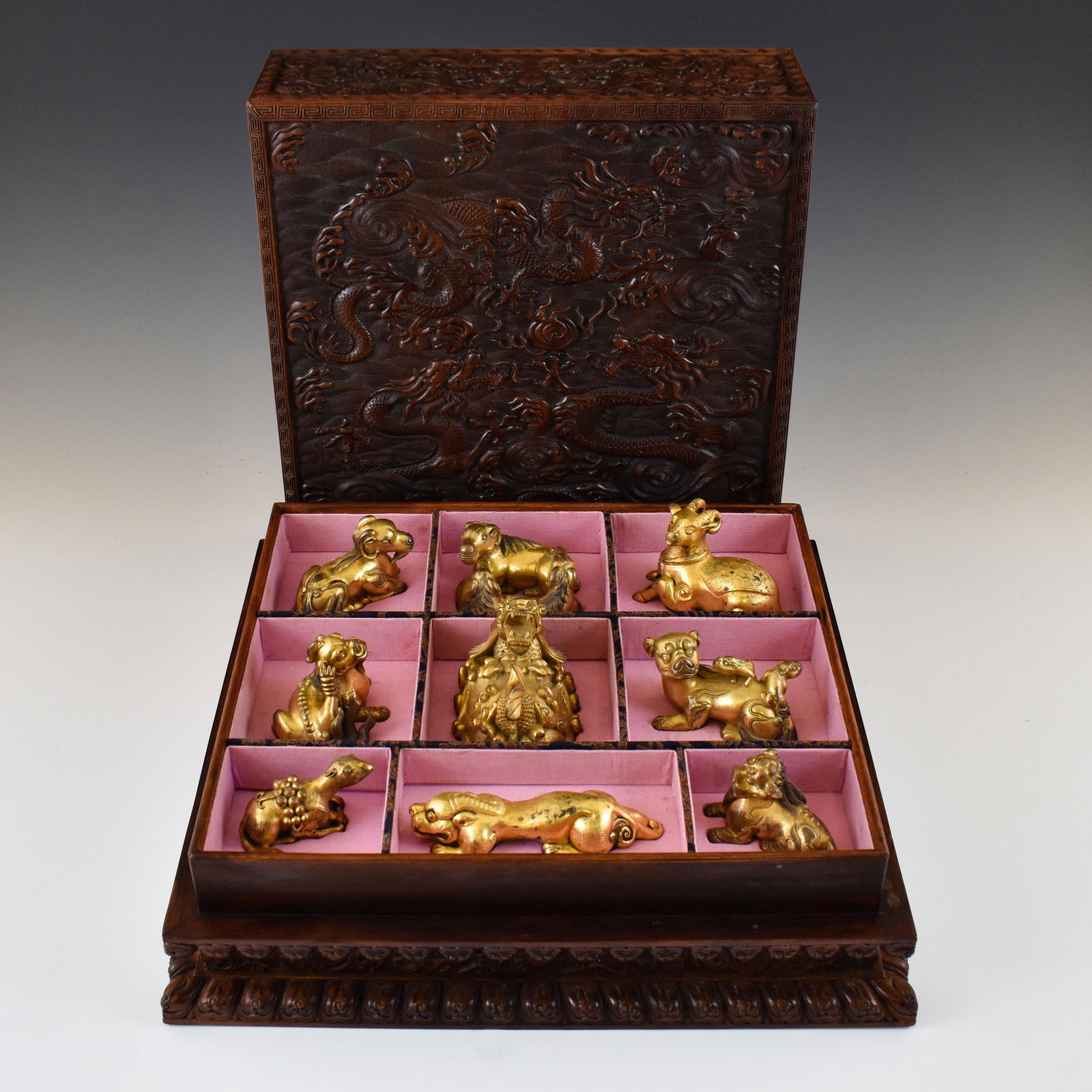 SET OF ANIMALS EFFIGIES GILT BRONZE PAPER WEIGHTS IN (1 of 13)